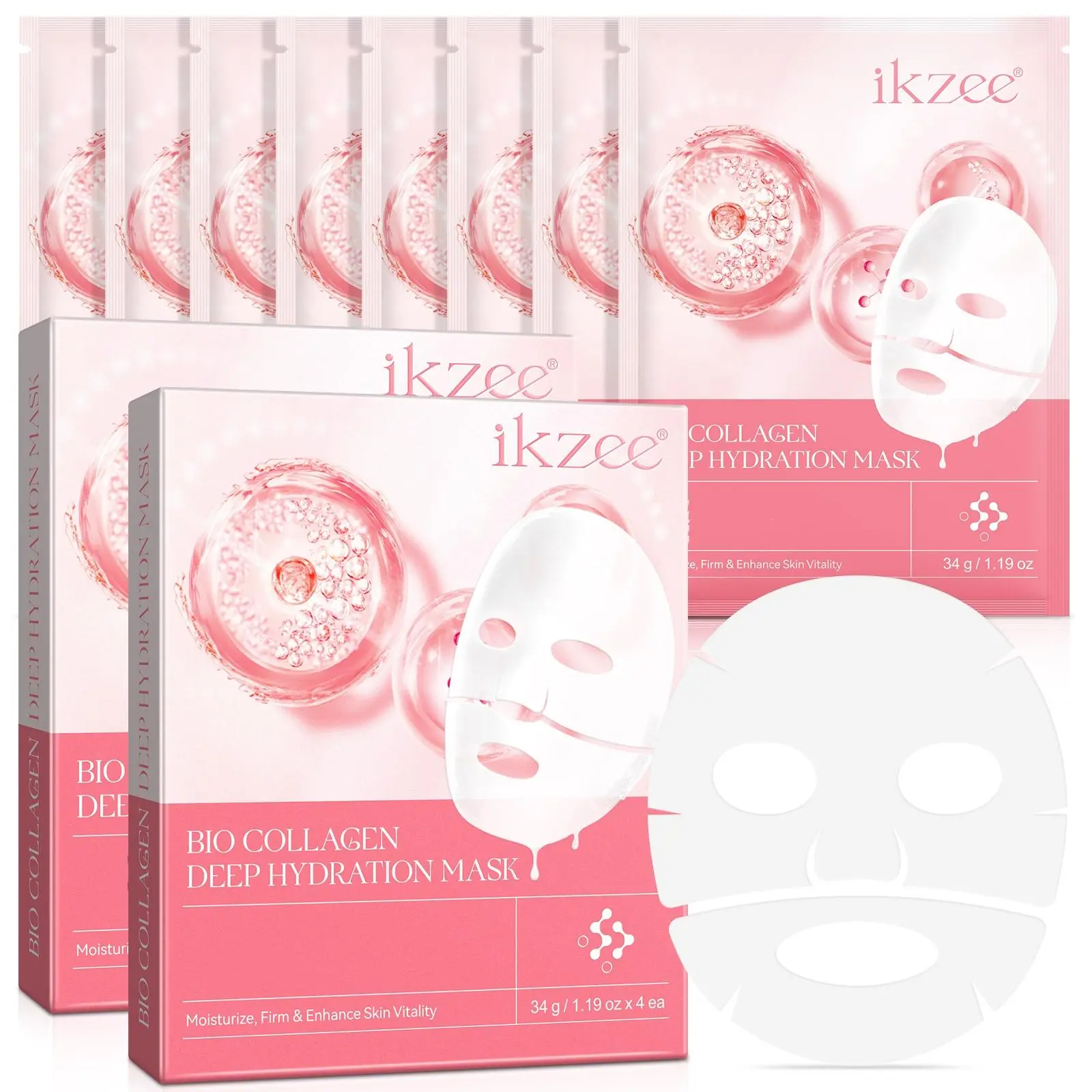 Ikzee Face Masks Skincare Sheet Mask Hydrating Face Masks Soothing Facial Mask, Pack of 4