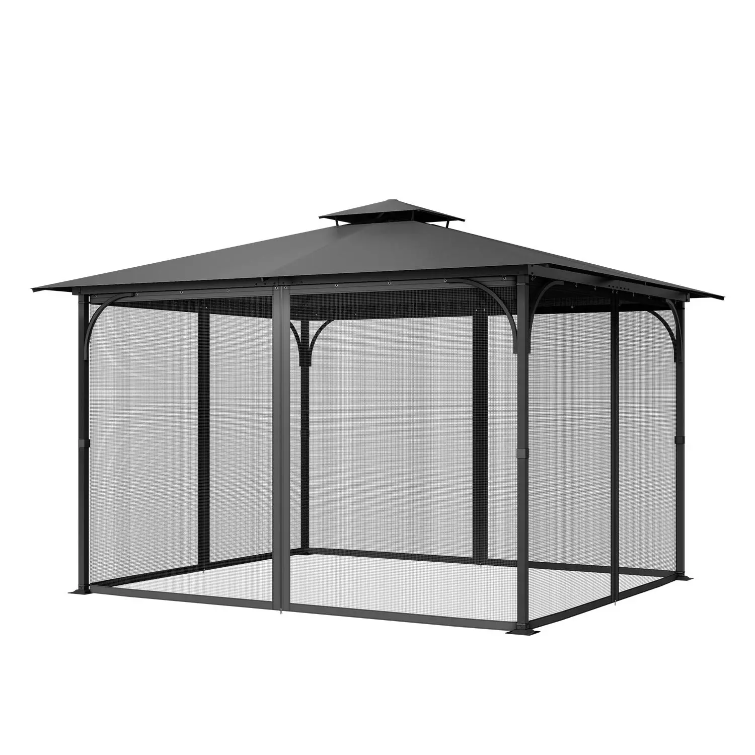【summerfinds】VEVOR Gazebo Netting Replacement, Fit Most 10 x 13 x 6.8 FT Gazebo Curtain, Outdoor Garden Net, 4-Panel Sidewall Mesh Net, Patio Midge Netting with Double Zipper, Canopy Screen (Netting Only)