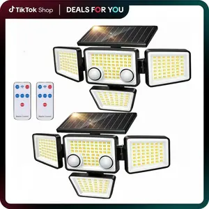 2-Pack Solar Outdoor Wall Lights Tri-Fold Rotatable 270°C Illumination 2500LM Motion Sensor Flood Light with 6500K LED for Large Spaces