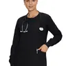 COZYFIT Women's Scrub Jacket - Snap Front Nurse Workwear with 3 Pockets, Easy-Care Soft Fabric for Summer Vibes, Black Lady Clothes, Women's Scrubs