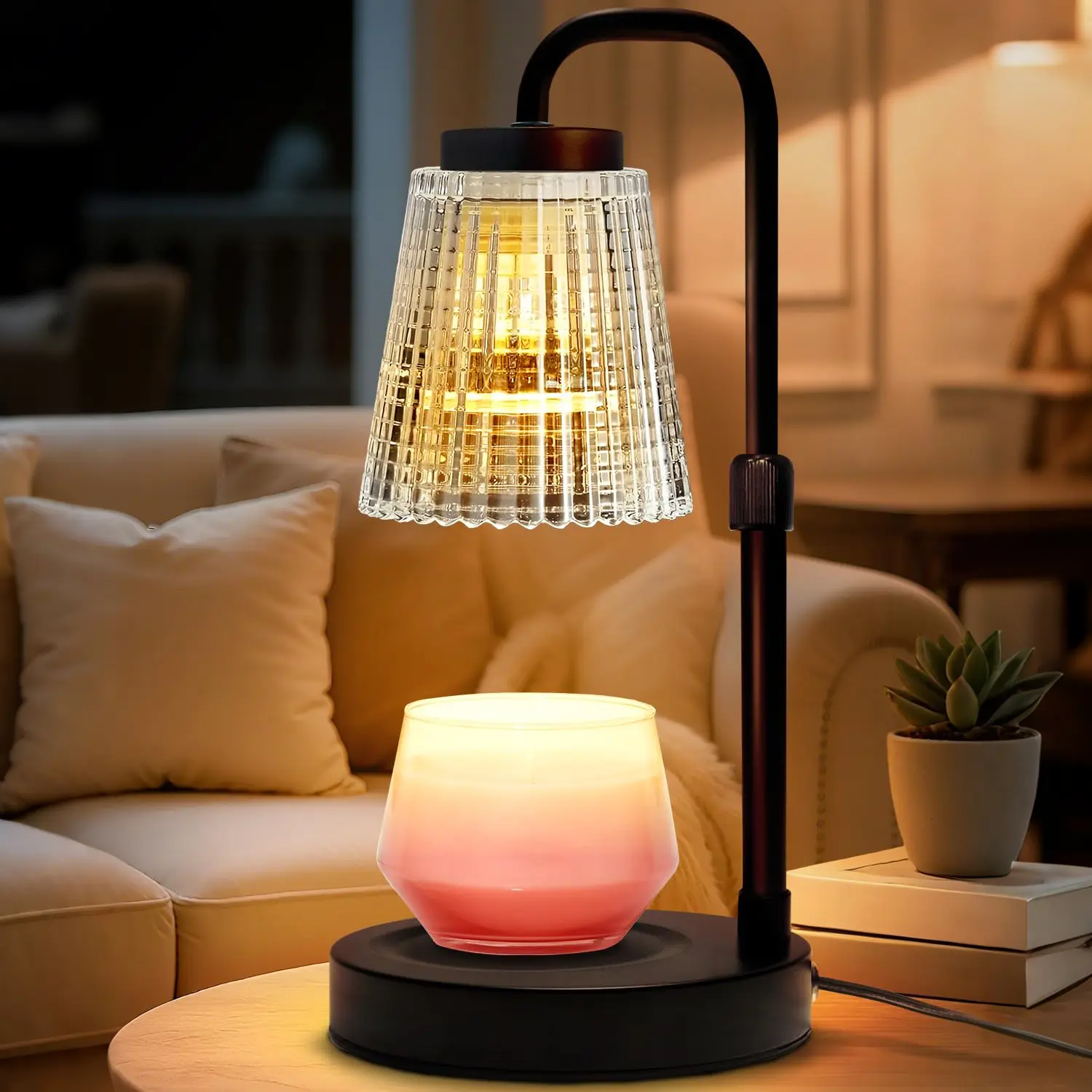 Candle Warmer Lamp with Timer Dimmer Adjustable Height for New Home Bedroom, Mothers Day Gifts, Vintage Home Decor for Scented Jar