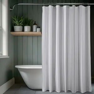 Half Price Drapes Striped Blossom Printed Shower Curtain