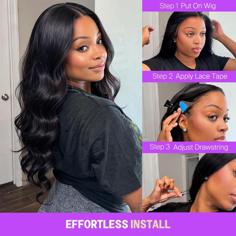 Bling Hair Glueless Wigs Human Hair Pre Plucked Pre Cut 7x5 Glueless 16-34 Inch Body Wave 13x4/6 Drawstring Human Hair 180% Put on And Go Glueless Wig For Black Women