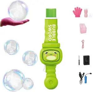 Smoke & Elastic Magic Wand, New  Rechargeable Automatic Bubble Maker,FogBubble Machine,Interactive ElasticBubble Fog Wand with Gloves,for Parties Outdoor Interactive Fun