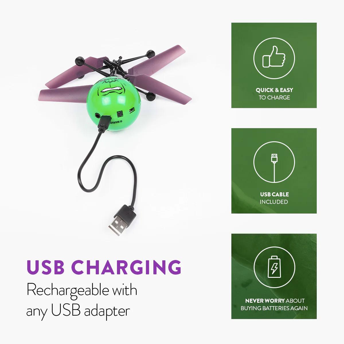 Marvel IR UFO Helicopter Ball  - Captain America, Iron Man, Hulk, X-Men Deadpool, Spider-Man, Thor, Black Panther, Guardians of the Galaxy - Officially Licensed