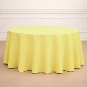 Polyester Round Tablecloth 120" Yellow - Durable & Seamless Table Cover
