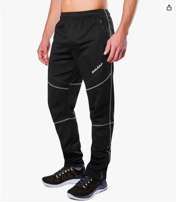 Baleaf Men's Winter Fleece-Lined Warmth Cycling Pants, Windproof Cold Weather Mountain Bike Hiking Ski Joggers