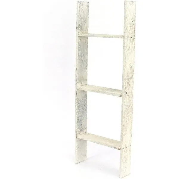 BarnwoodUSA Rustic Farmhouse Blanket Ladder - Our 3 ft (Picket)Ladder is Crafted from 100% Recycled and Reclaimed Wood No Assembly Required Color White