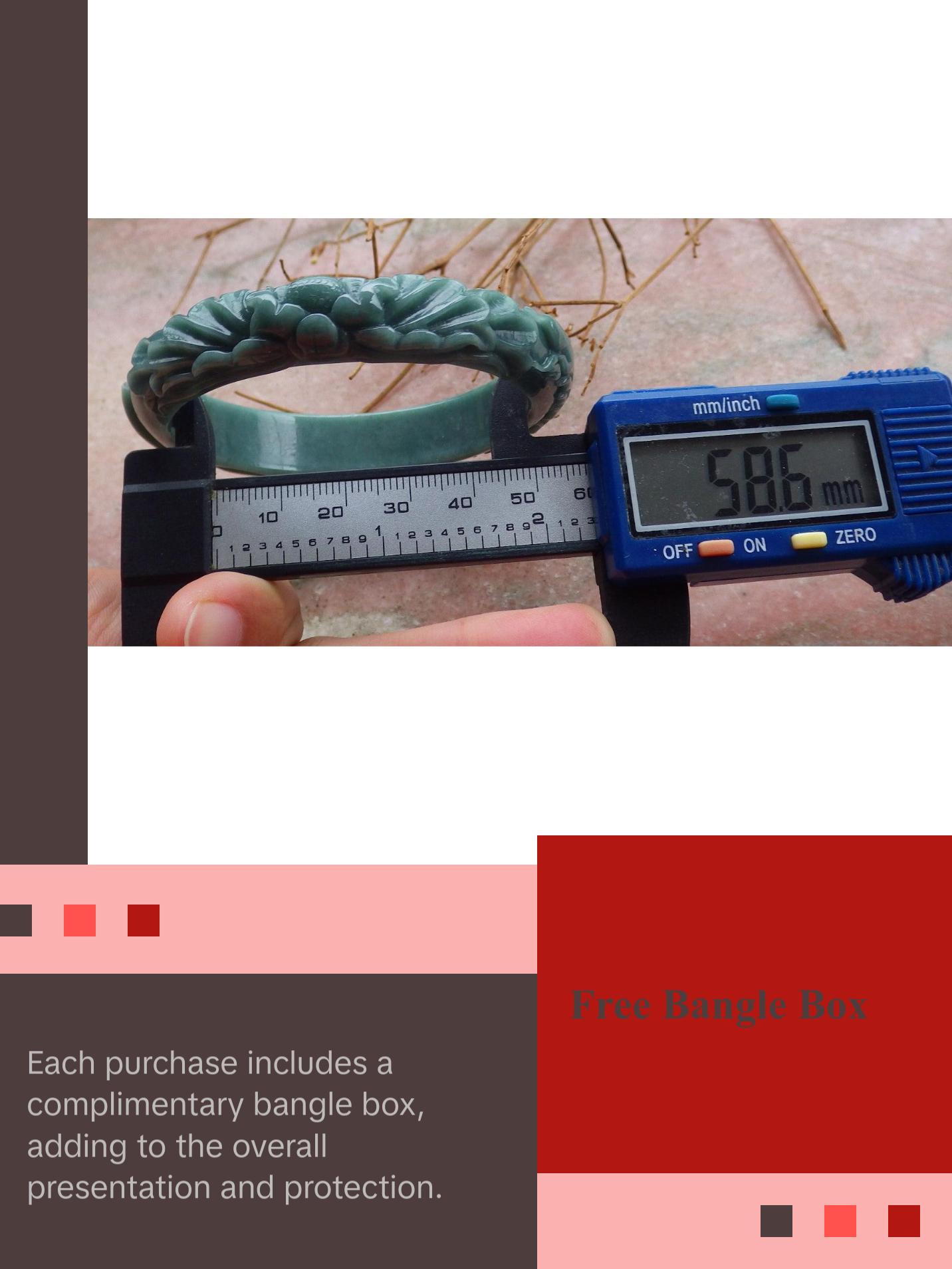 Certified Hand Carved Green 100% Natural Myanmar Burma A JADE Jadeite Phoenix Circle Bangle Bracelet 59mm