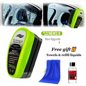 2.0 Upgrade Car Windshield Oil Film Cleaner Set Glass Cleaning Brush Wipe Cloth Tool Kit for Streak-Free Glass Cleaning & Anti-Fog Protection