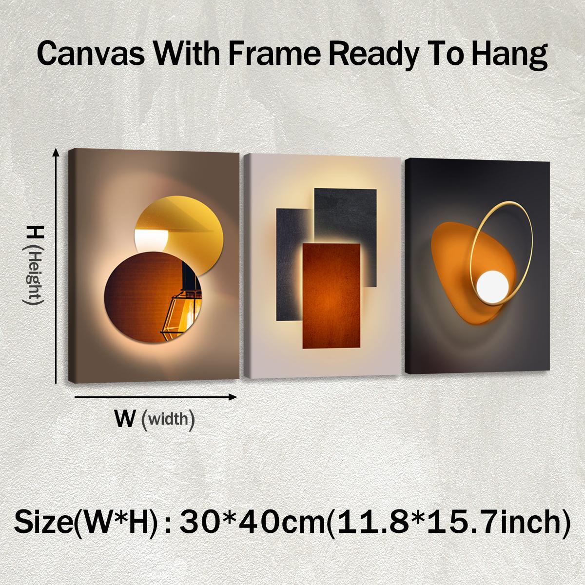 3Pcs Wooden Framed Canvas Painting, African Woman Abstract Geometric Shapes Gold Orange, Exquisite Poster, Home Decoration, Pattern Wall Art Decor, For Living Room, Bedroom, Office, Restaurant, Bar Wall Decor, Odorless, Painting, Print Artwork