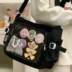 Women Ita Bag Japanese Style Shoulder Purse Multi-pockets Cartoon Book Bag Adjustable Strap Fashion Shoulder Bag Chic Hobo Bag