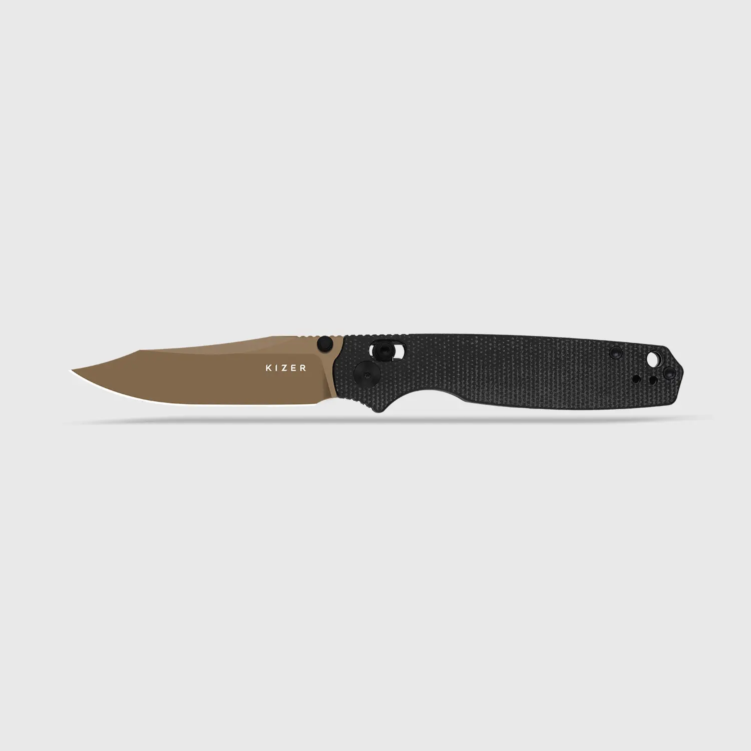 Kizer Black Micarta Handle, Sunset Metal PVD Coating, D2 Tool Steel Blade, Outdoor Camping Knife, EDC for Men