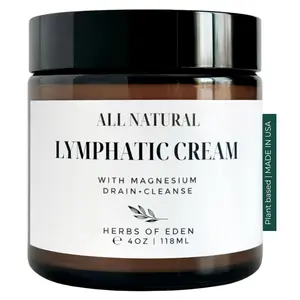 Herbs of Eden Organic Lymphatic Drainage Cream with Magnesium Massage Lotion Stimulate Lymph Flow 4 oz Herbal Infused with Grape Seed Oil Made in USA