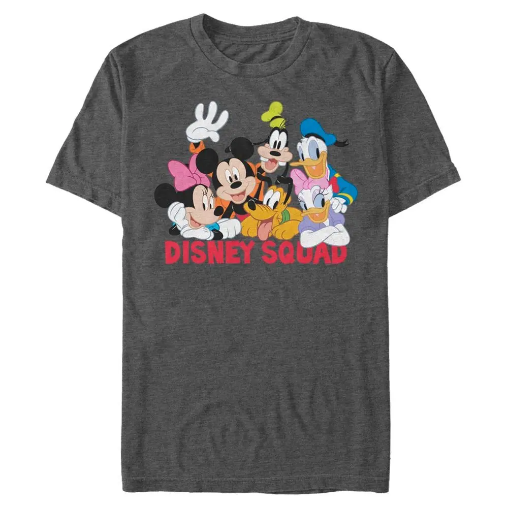 Men's Disney Mickey & Friends Classics Crew Neck Short-Sleeve T-Shirt, Casual Clothes with Group Character Graphic Print, Minnie-Included Menswear Tops