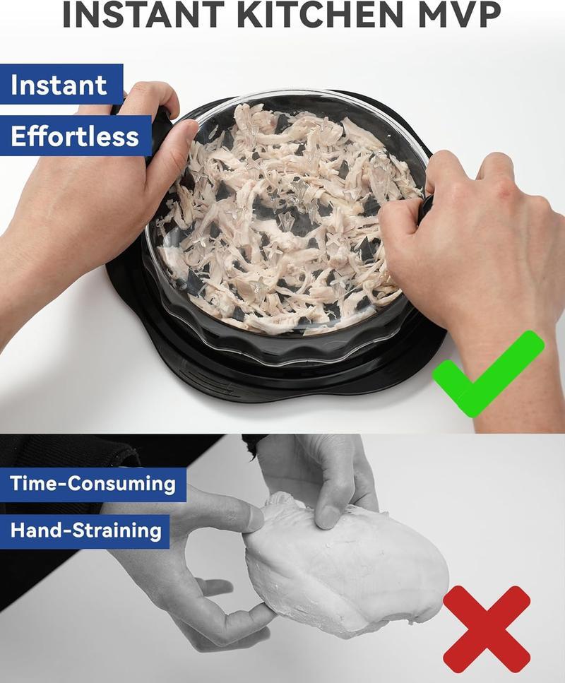 Triturador de pollo - Chicken Shredder Tool Twist Large Stable Anti-Slip BPA Free Meat Shredder Tool Twist Ergonomic Handle Meat Grinder Dishwasher-safe Transparent Lid