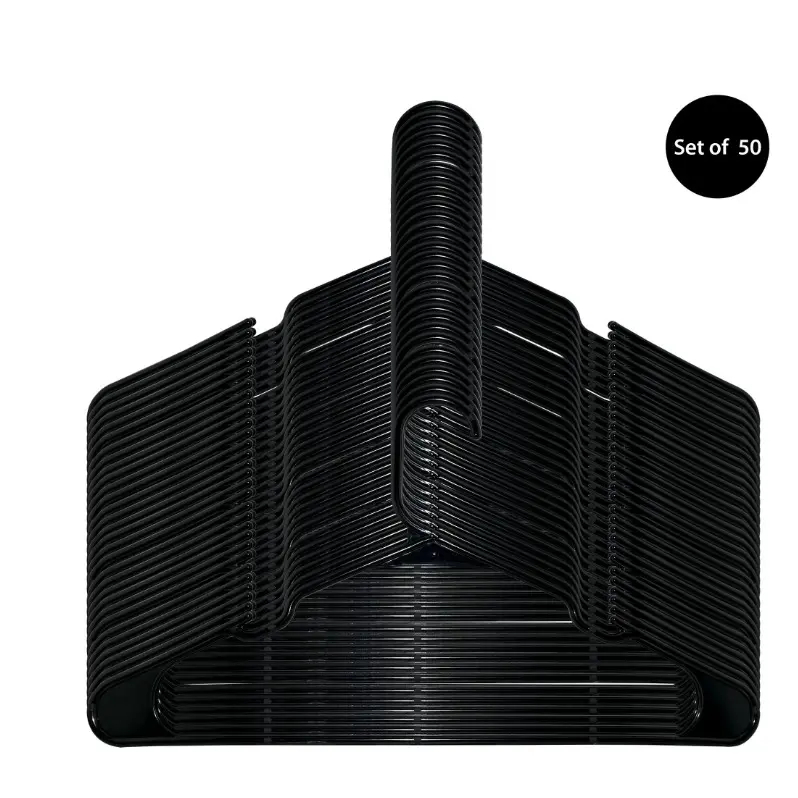 Reliable Black Plastic Hangers, 50-Count Set Offering Strength, Lightweight Feel, and Versatile Use