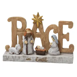 Peace, Christ, Nativity Statue Scene Set, Resin Manger Ornament Crafts