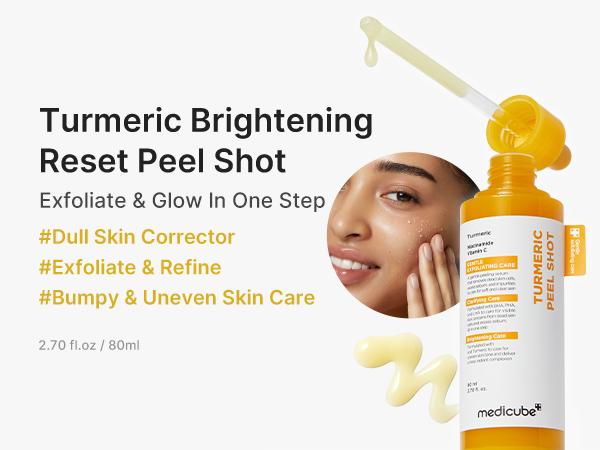 [medicube] Kojic Acid Turmeric Peel Shot Duo For Face & Body | Brightening Reset Gentle Exfoliating Serum with BHA, LHA & PHA for Dead Skin Cells, Blackheads & Excess Sebum | For Dull, Rough & Troubled Skin