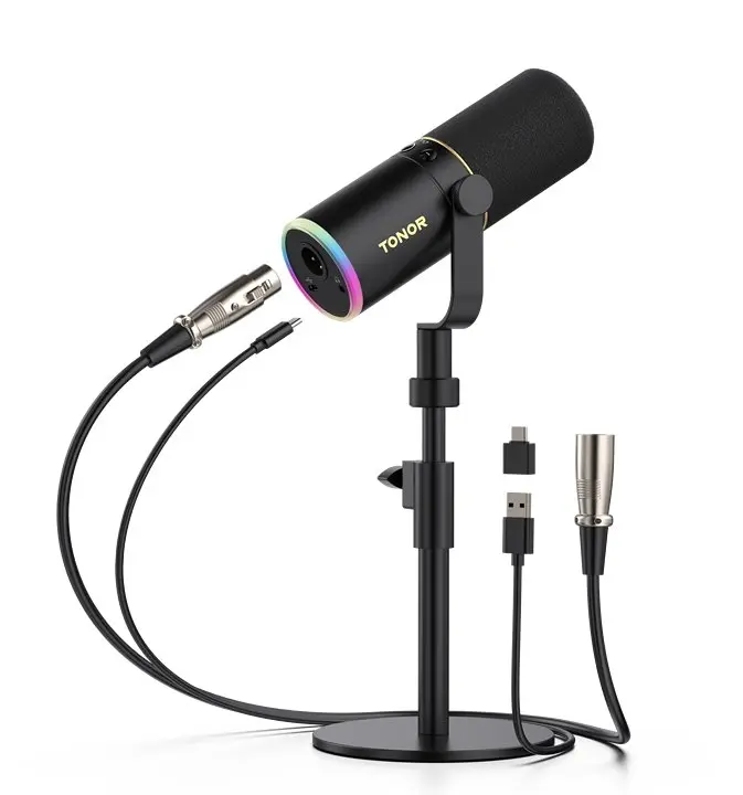 TONOR TD510 Wired Dynamic Pro Mic - USB/XLR Noise-Canceling Computer Mic, Podcast Equipment for Gamers & Content Creators, PC Accessory with Quick Mute, Headphone Output, Contentcreator, Gaming
