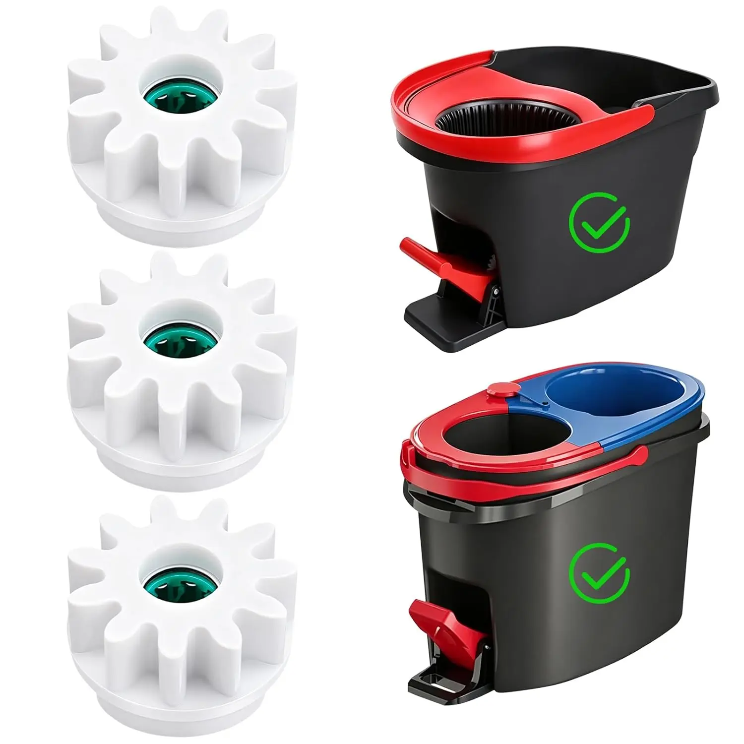 3 Pcs Steel Pedal Bearing Replacement Kit for O-Cedar Spin Mop Bucket - 1-Way Clutch Gear Sprockets Repair Parts, Compatible with 90% Rotation Mop Buckets
