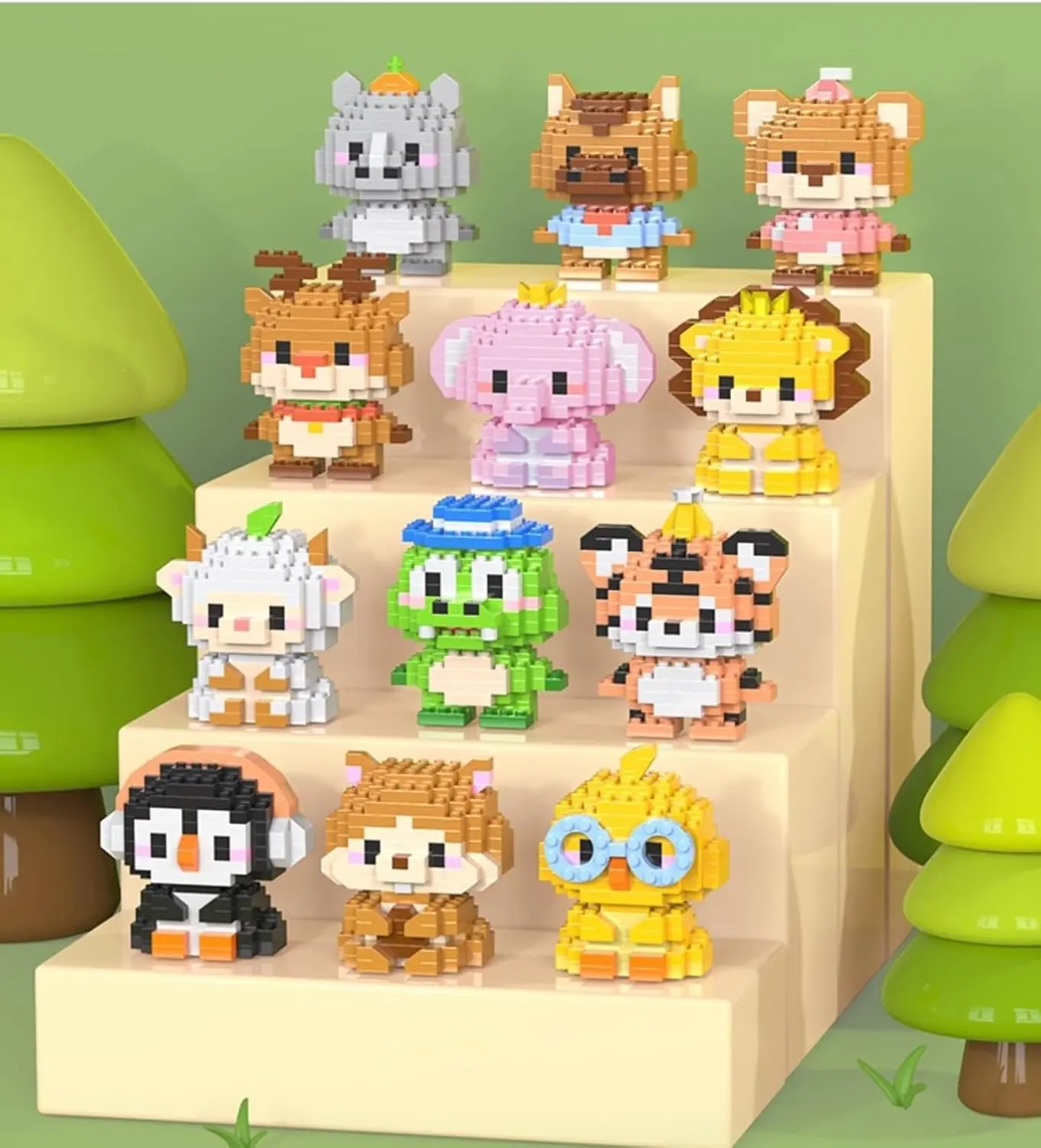 Spring Zoo Party (Kitten) DIY Figurine - Quirky Holiday Decor for Desk, Shelf, or Easter Display small building block tiktok of fidgets