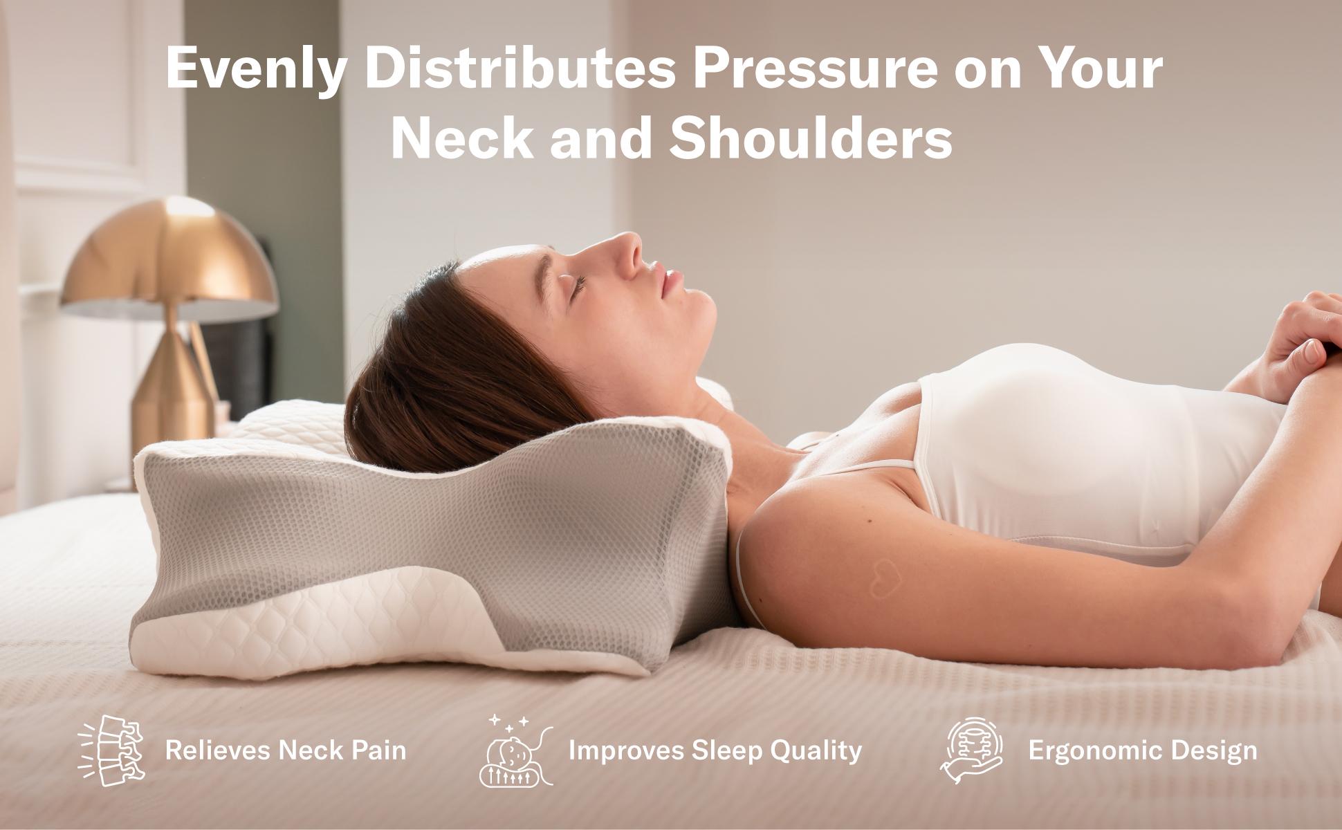 Alcedo Cervical Pillow for Cozy Sleep, Odorless Ergonomic Contour Memory Foam, Orthopedic Bed Pillow for Side, Back, and Stomach Sleepers