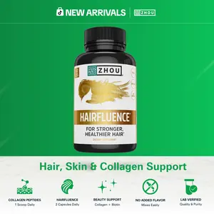 Zhou Hairfluence Hair Vitamin Supplement for Men and Women – Biotin, Collagen, Keratin & Bamboo Extract for Hair, Skin & Nail Support