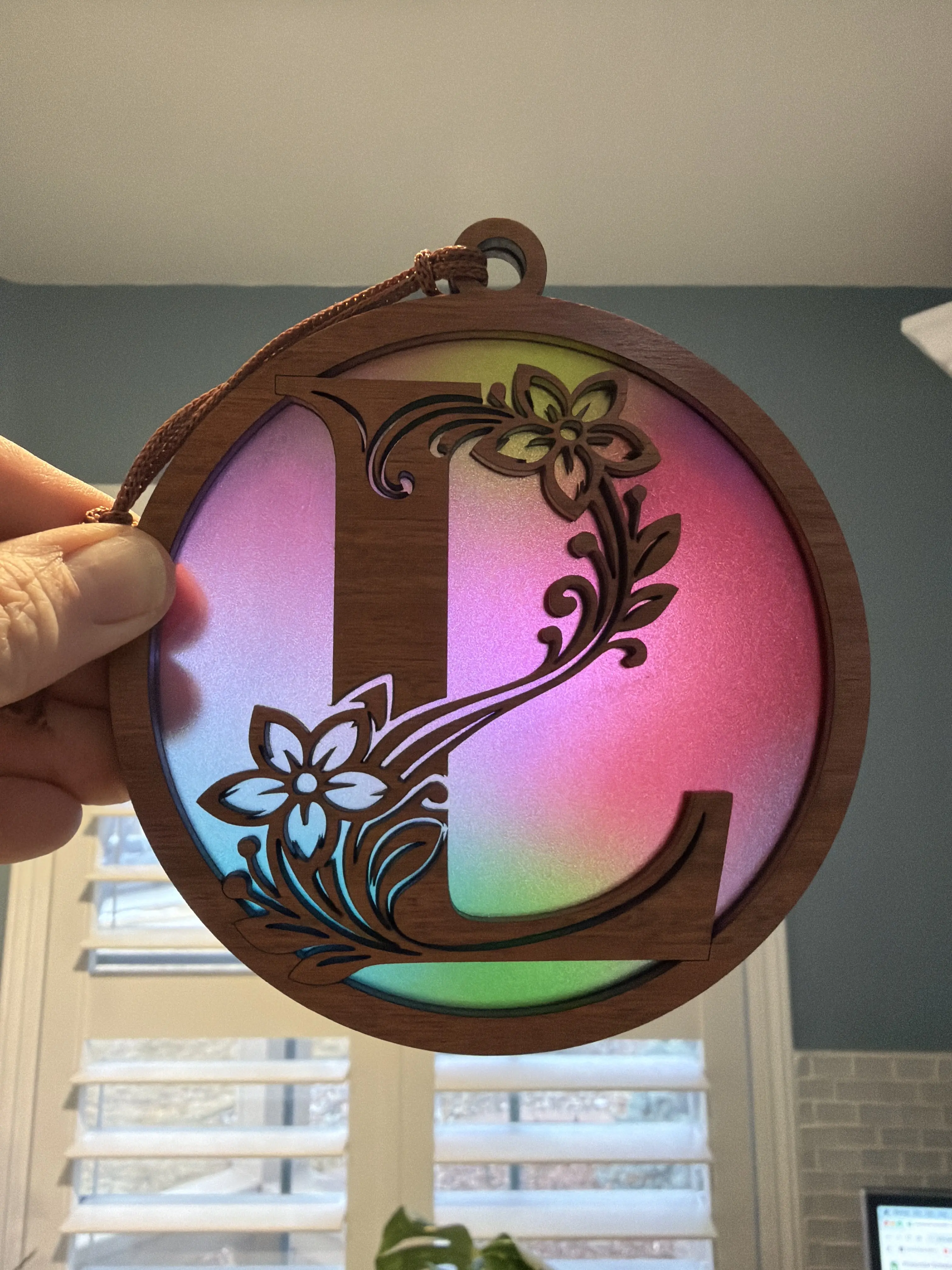 Monogram Letter L Suncatcher for Sunny Window