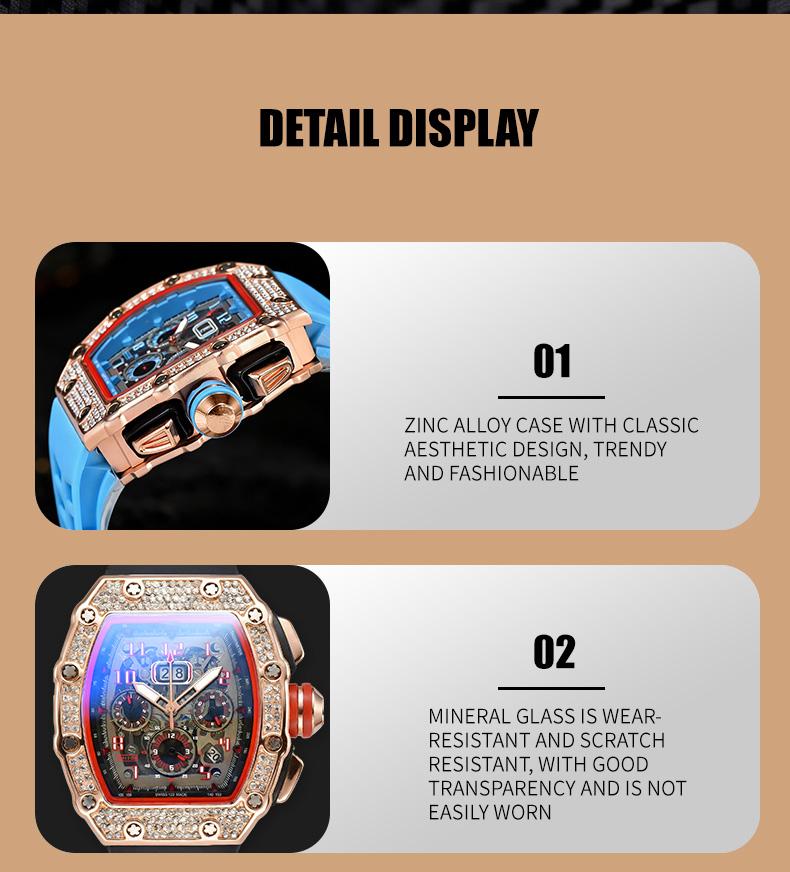 Men's Luxury barrel-shaped watch​ Rhinestone Embellished Watch IncludedFashion Timeless ClassicWatch Flash Sale -Fashionable itis elegant, Water-Resistant Watch – Perfect for Any Occasion​ durable, and the perfect choice foreverydaywear. with Gift Box