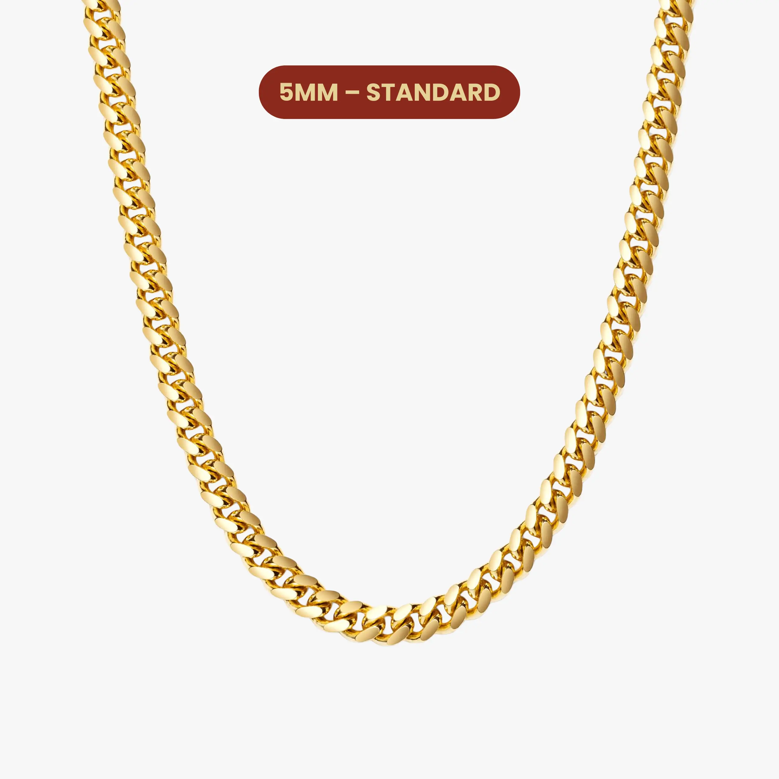 JAXXON Cuban Link Chain 5mm - Gold - Waterproof - Box Clasp
