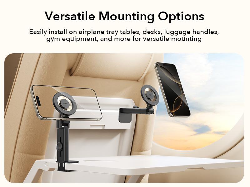 ESR MagSafe Phone Holder for iPhone 17/16/15/14/13/12 Portable Travel Stand with Metal Ring Airplane Travel Essentials Foldable & Portable 360° Rotation