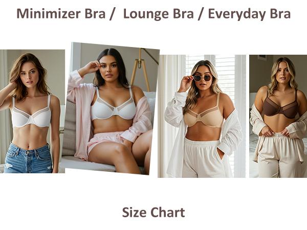 FeelinGirl Minimizer Bras for Women Comfort Underwire Balconette Bras  Deep U-Shaped Back Plus Size Full Cup Coverage No Padded Everyday Bras dealsforyoudays