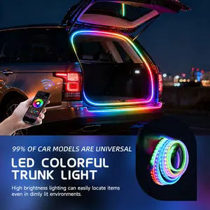 Joytutus 12V Dynamic Flowing Car Trunk RGB LED Strip 4M High-Brightness Automatic Sensor Tailgate Light Universal Fit Tool-Free Installation
