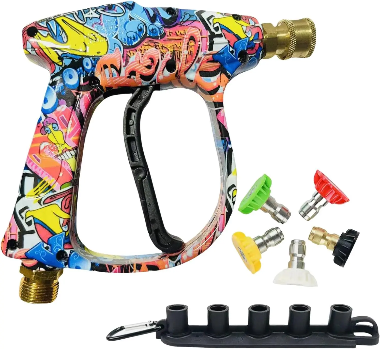【DealsForYouDays】High Pressure Washer Gun 3000 PSI Max, Power Washer Short Gun M22-14mm with 1/4 Inch Quick Connector, with 5 Pressure Washer Nozzle Tips for Pressure Power Washers - Car Wash Accessories! Fathers Day Gift!