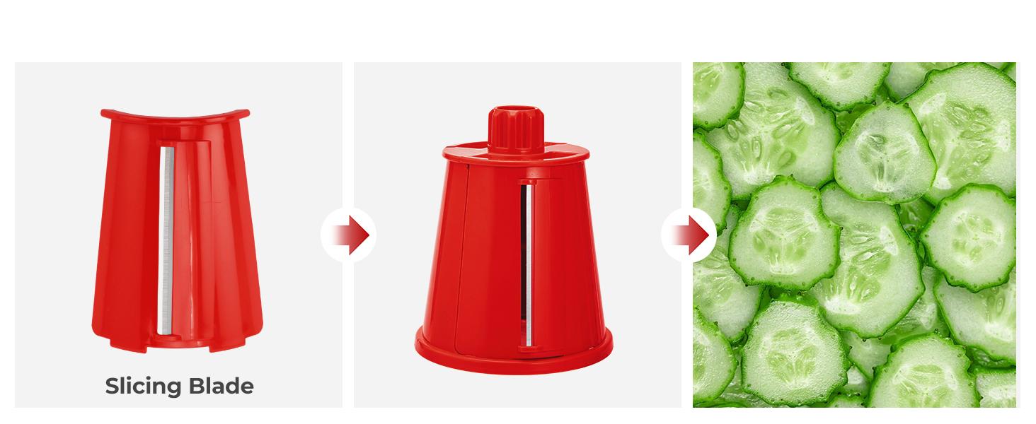 SUSTEAS Rotary Cheese Grater: 5 versatile blades, strong suction base, mandoline slicer, veg grater. Retro green kitchen essential for easy, Food Cooking Utensils