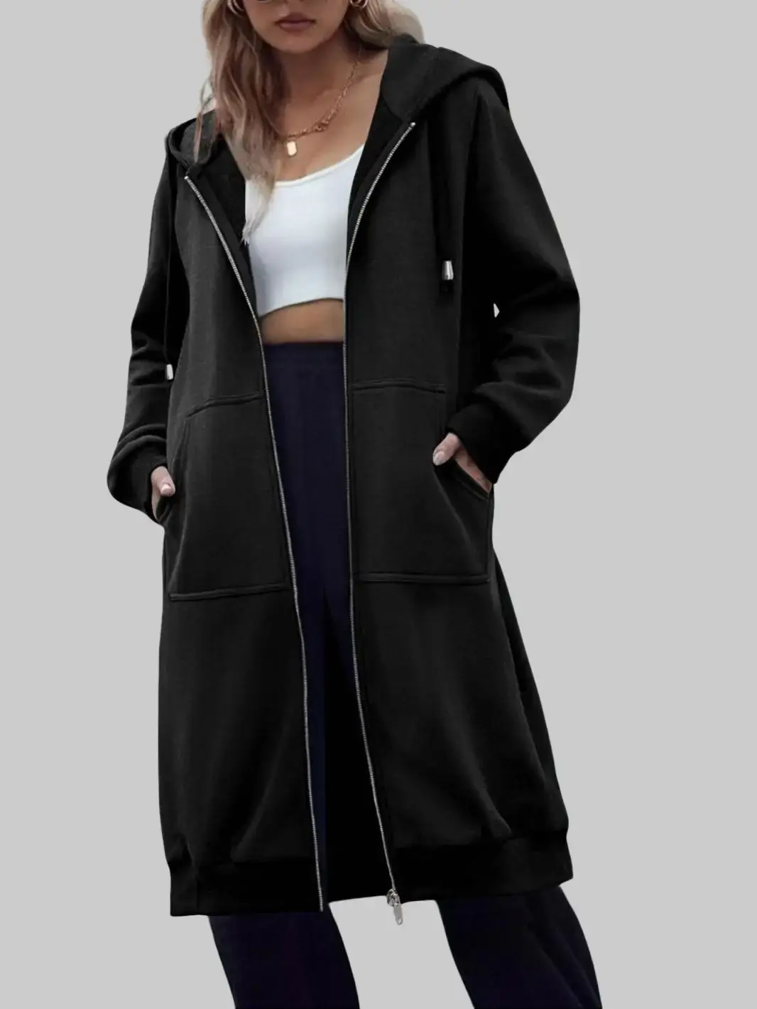 ZEAGOO  Women Casual Zip up Fleece Hoodies Tunic Sweatshirt Long Hoodie Jacket Cotton Long Sleeve fitted striped knitwear summerwins,back to school,back to school shopping,clothes for back to school,first day of school outfits