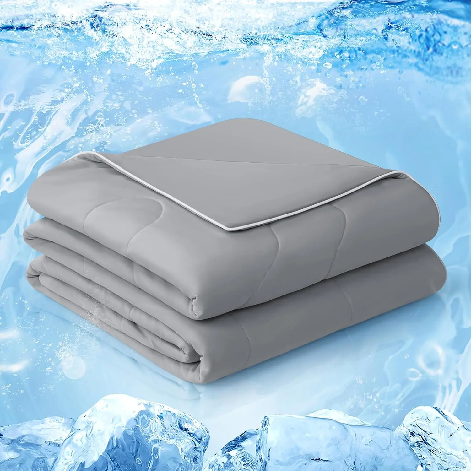 【Summer Sales】Queen Size Cooling Bed Comforter Set, Upgraded Double-Sided Q-MAX 0.45+ - Breathable, Lightweight for Hot Sleepers, Gray, 90x90 in