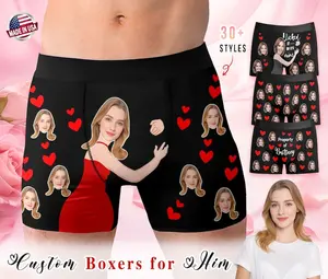 Personalized Face Boxer Briefs, Custom Photo Underwear, Valentine's Day Gifts