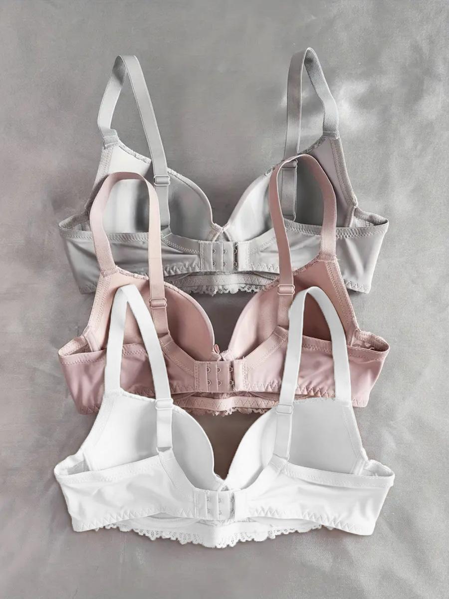 3pcs Women's Push-Up Underwire Bras - High Support Anti-Sagging Breathable Nylon/Elastane Blend, Bohemian Style Lace Trim & Solid - Comfortable Everyday & Special Occasion Bras Womenswear Basic Minimalist Vneck 3pcs Women's Push-Up Underwire Bras - High Support Anti-Sagging Breathable Nylon/Elastane Blend, Bohemian Style Lace Trim & Solid - Comfortable Everyday & Special Occasion Bras Womenswear Basic Minimalist Vneck