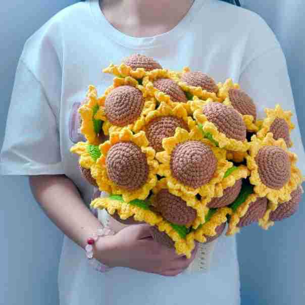 Finished Flower Bouquet Blanket,Handmade Crochet Flower Blanket,Soft Knitted Throw Rose Blanket, Romantic Gift for Birthday Wedding Valentine’s Day Mother's Day Christmas for Mom Girls and Sisters