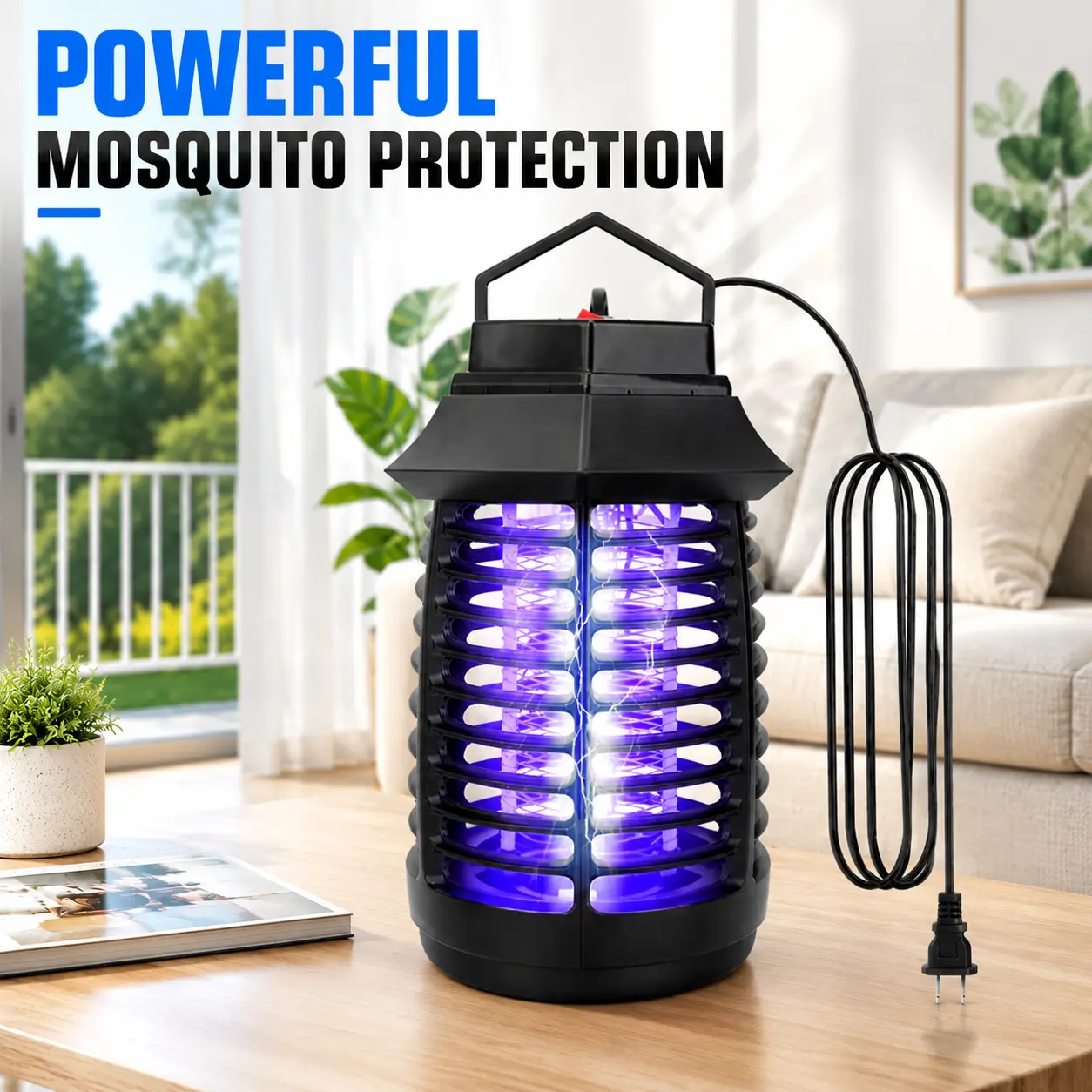 Electric Bug Zapper UV Light Insect Killer Lamp, Odorless Noiseless Mosquito & Fly Trap for Home, Camping & Hiking Use -2495