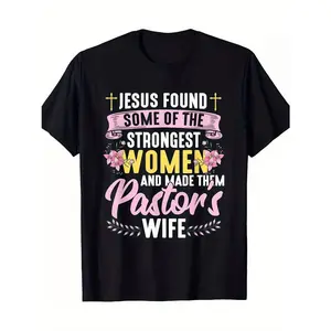 GGOR [100% Cotton] graphic tees Best Pastor Wife Thanks Church Christian Pastor Wife Gift T-shirt -220g-100% Cotton T-shirt