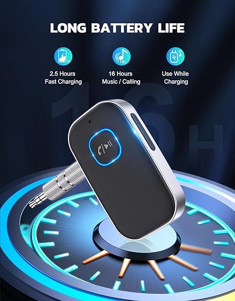 [Summervibes]Car Bluetooth Receiver, Noise Cancelling 3.5mm AUX Bluetooth Car Adapter, Wireless Audio Receiver for Home Stereo/Wired Headsets, Hands-Free Calling
