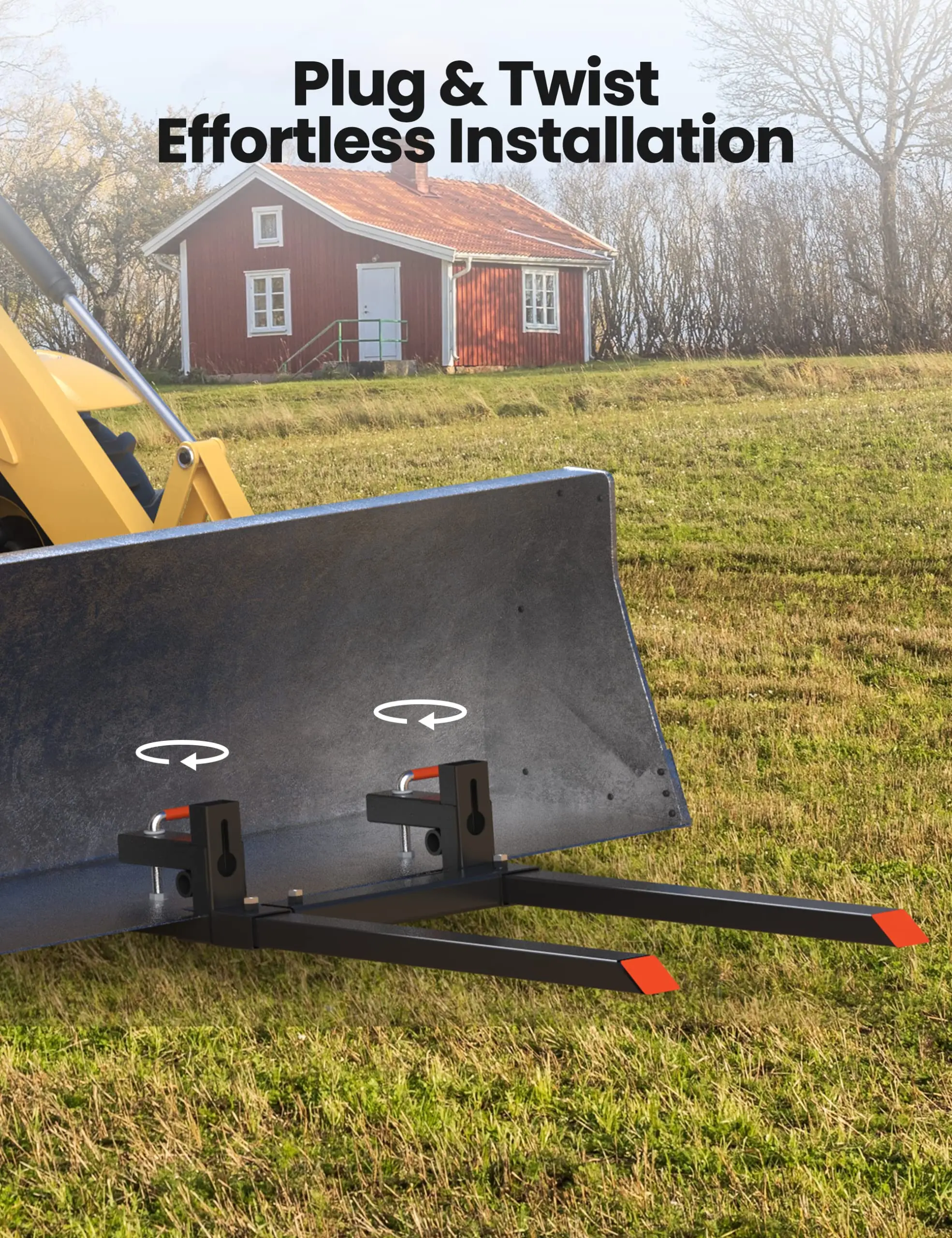 Garvee 152.4 cm Heavy-Duty Tractor Forklift Clamp with Adjustable Stabilizer Bar, Quick-Attach Bucket Fork for Tractor Loaders and Skid Steers, 4000 lbs Capacity