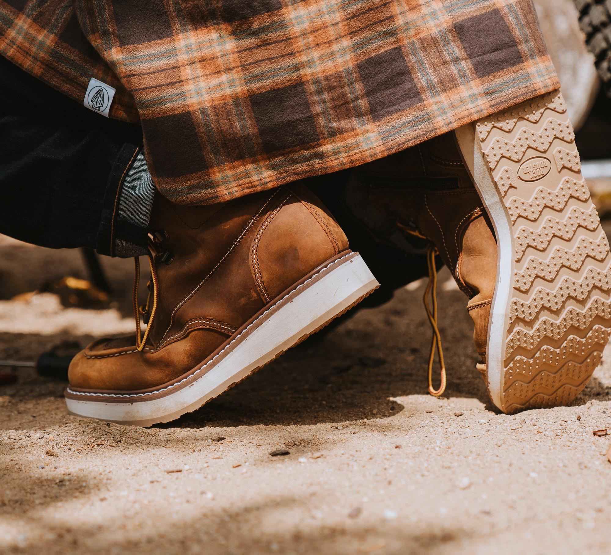 ROCKROOSTER Magnolia Sided Zip Soft Toe Wedge Work Boots for Men Footwear Walking Shoes Comfort Leather Lace Up Boy Closed Bota ROCKROOSTER Magnolia Sided Zip Soft Toe Wedge Work Boots for Men Footwear Walking Shoes Comfort Leather Lace Up Boy Closed Bota