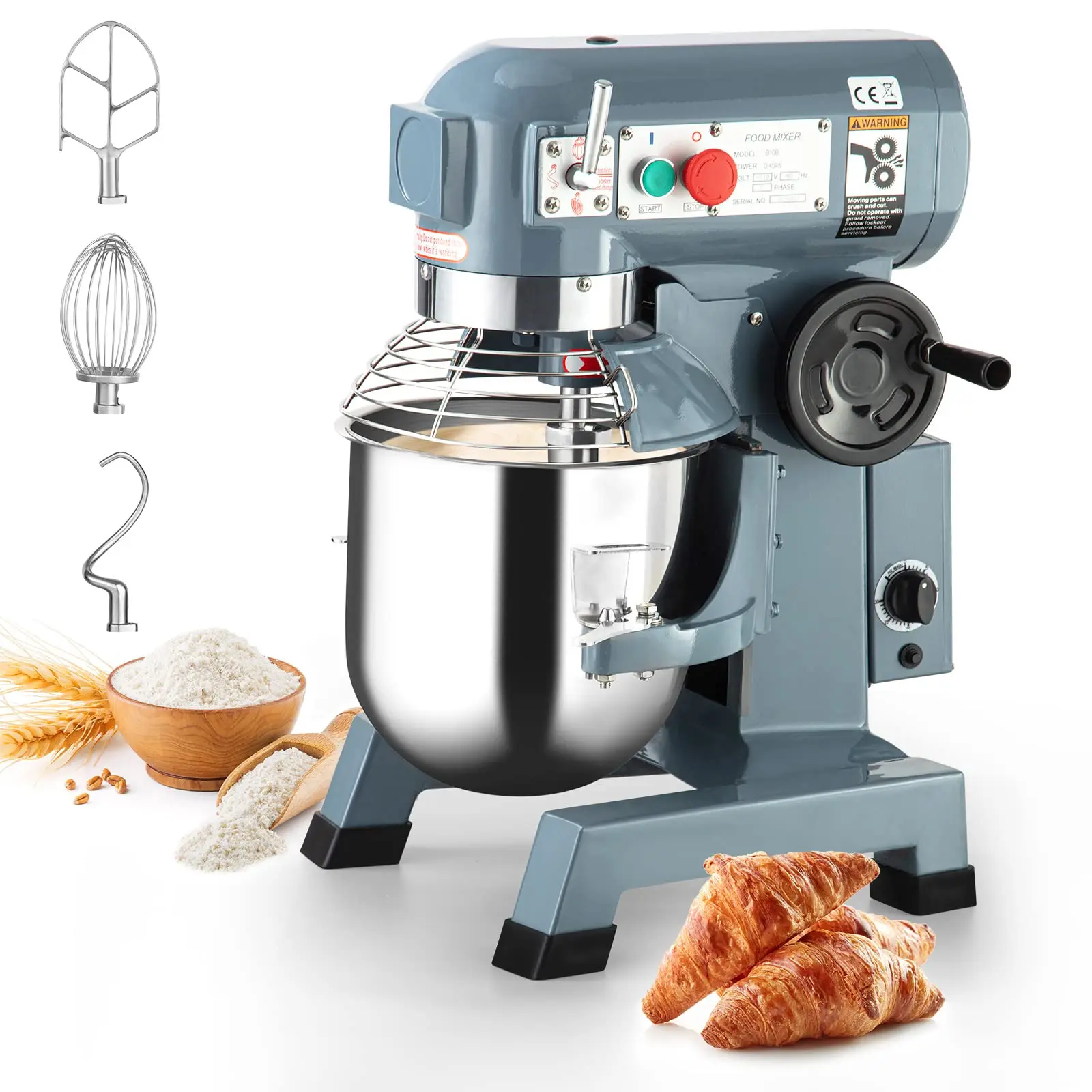 GARVEE Commercial Stand Mixer, 3-Speed Control, Stainless Steel Bowl