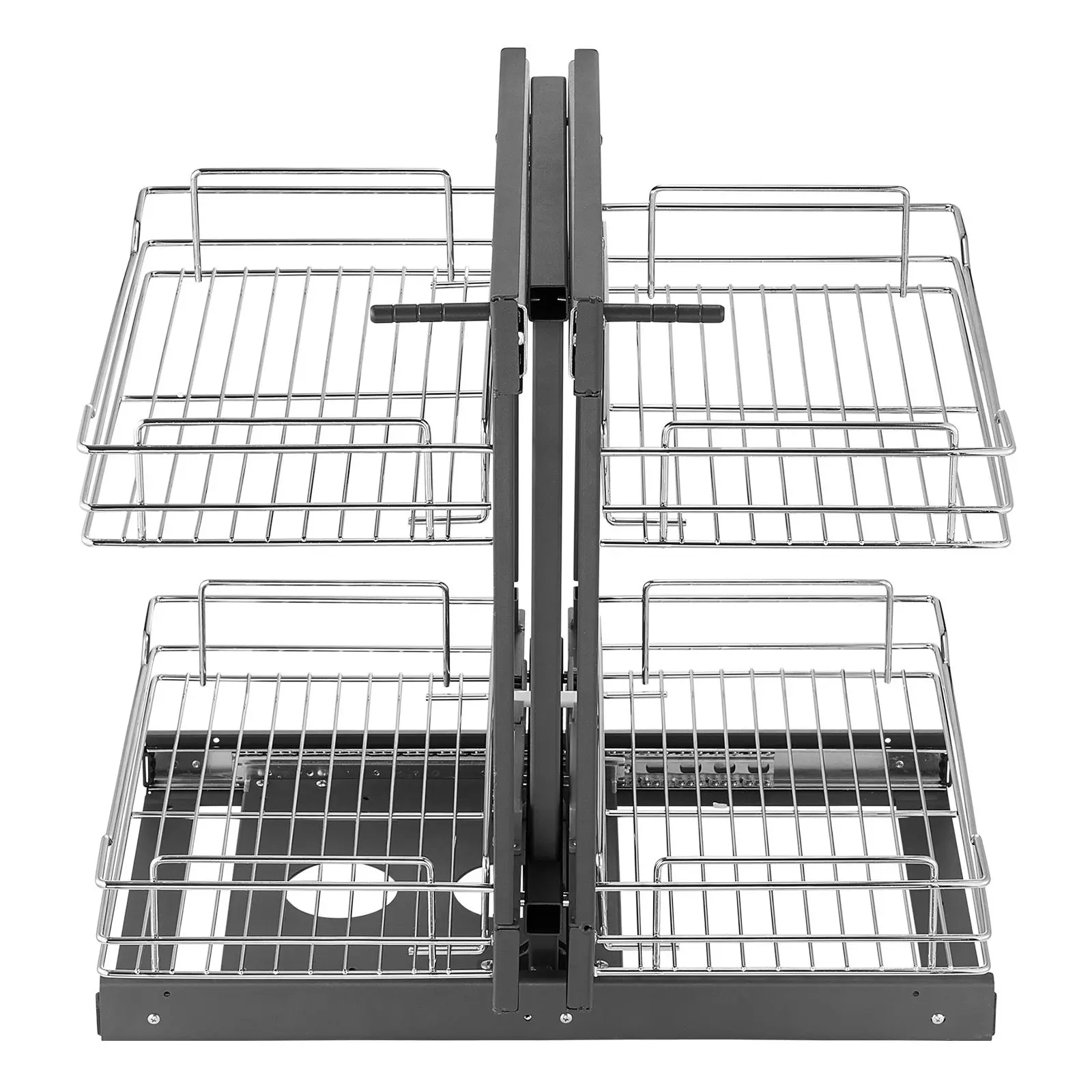 VEVOR Min 15"W Opening Blind Corner Pull Out Organizer,  2 Tier 4 Shelf Kitchen Cabinet Organizer, Chrome Carbon Steel Storage Basket, Slide Out Storage Organizer, Left & Right Open Compatible