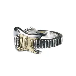 Two-Tone Vintage Guitar Ring | Adjustable Opening | Everyday Wear | Great Gift for Men