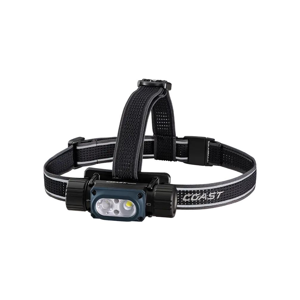 Coast WPH34R 2000 Lumen Waterproof Ultra Bright IP68 USB Rechargeable-Dual Power Headlamp, 6 Modes with Spot and Flood Beams